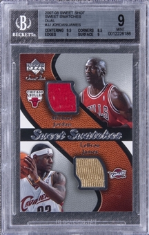 2007-08 Upper Deck Sweet Shot Sweet Swatches #JJ Michael Jordan/LeBron James Dual Patch Card - BGS MINT 9